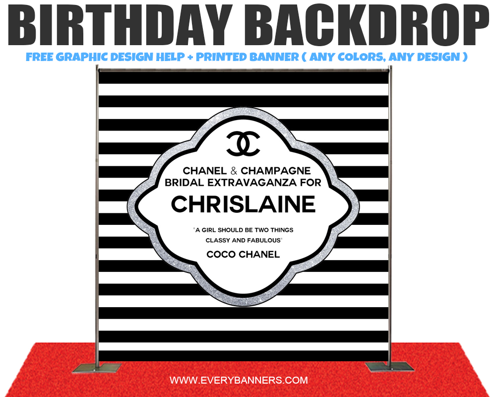 Chanel Personalize Birthday Step and Repeat backdrop banner